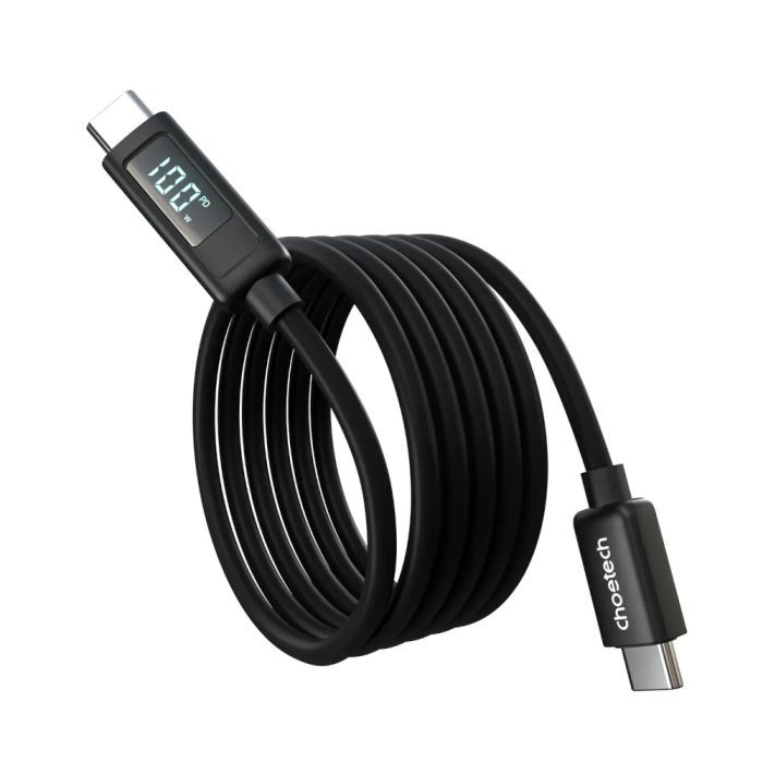 Дата кабель USB-C to USB-C 1.8m PD100W digital display silicone Choetech (XCC-1063) зображення 2