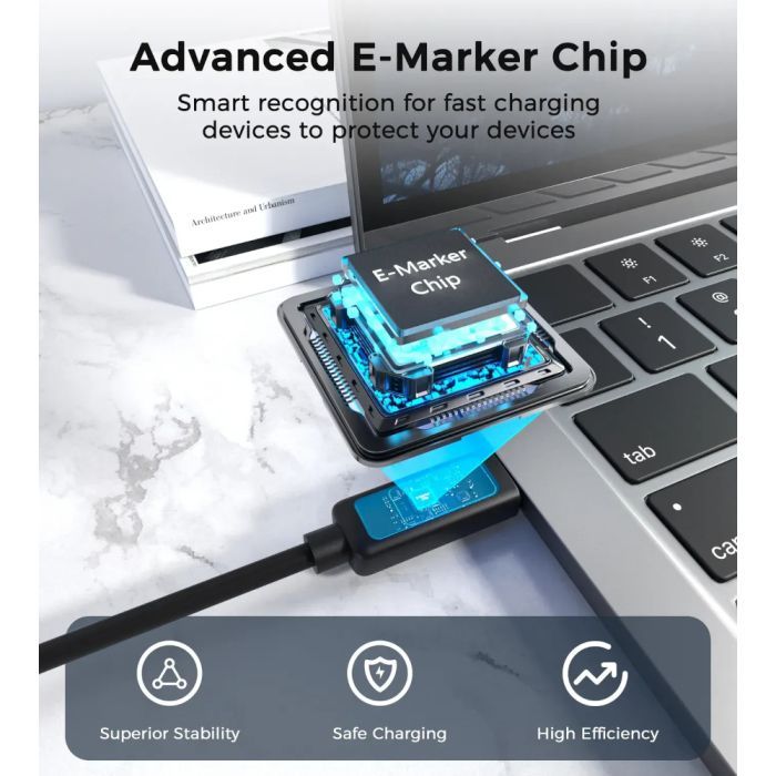 Дата кабель USB-C to USB-C 1.8m PD100W digital display silicone Choetech (XCC-1063) зображення 9