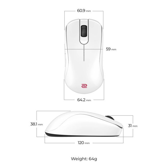 Мышка Zowie S2DW Wireless White (9H.N4NBE.A3E) изображение 7