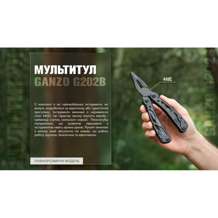 Мультитул Ganzo G202B з чохлом Molle та бітами, 24 функції (G202B-c) зображення 20