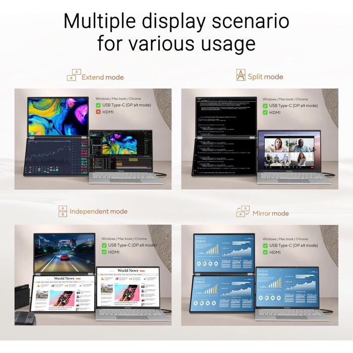 Монітор ASUS ZenScreen DUO MQ149CD (90LM0AKV-B01N70) зображення 5