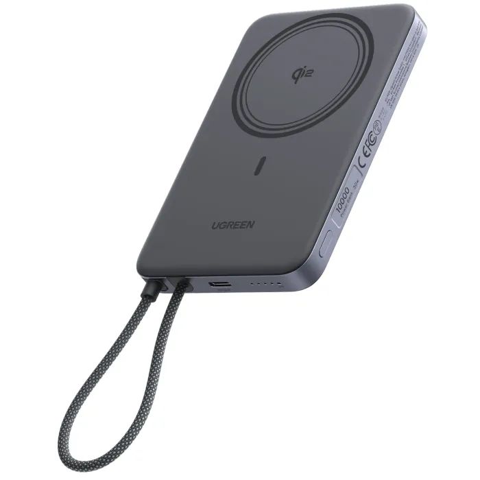 Батарея універсальна Ugreen 10000mAh 30W 1xUSB-C + 15W Magnetic Wireless + cable USB-C black (75982B) зображення 5