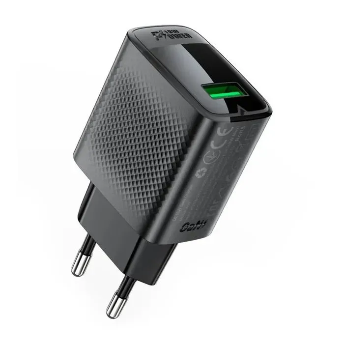Зарядное устройство Acefast A90 USB QC3.0 18W GaN black (6974316283249)