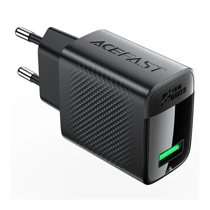 Зарядное устройство Acefast A90 USB QC3.0 18W GaN black (6974316283249) изображение 2