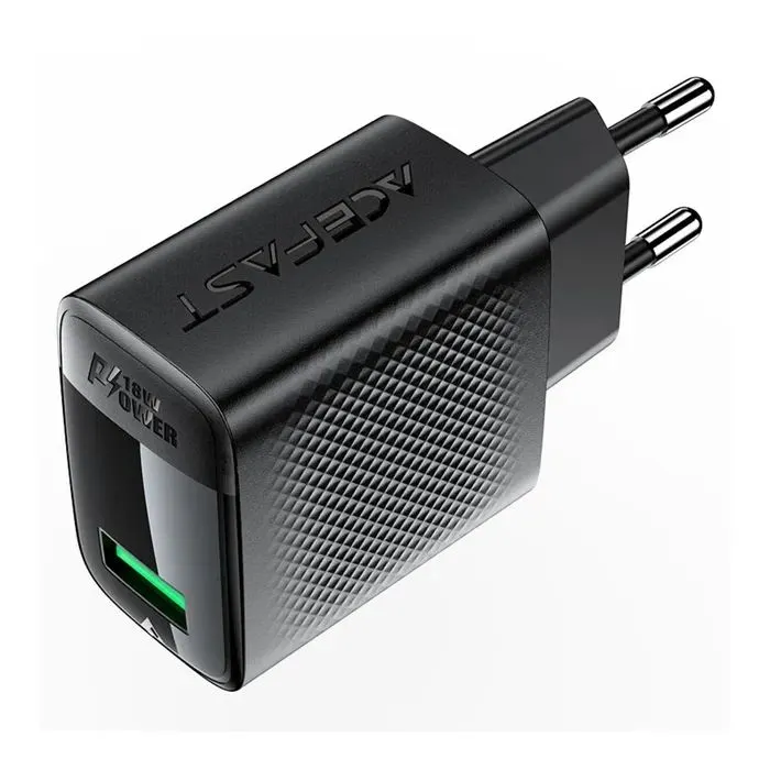 Зарядное устройство Acefast A90 USB QC3.0 18W GaN black (6974316283249) изображение 3