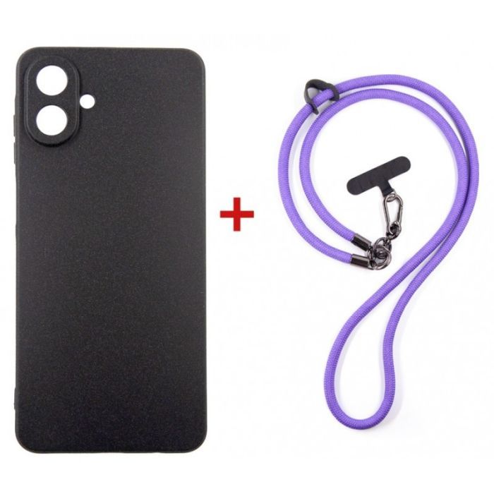 Чехол для мобильного телефона Dengos Case + Cross-body Strap Samsung Galaxy A07 Black+Grey (DG-KM-CCRB-15)