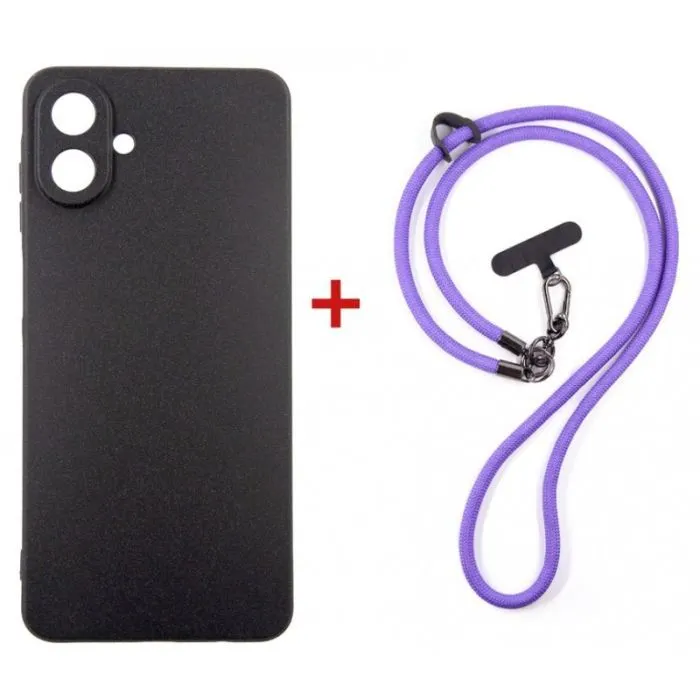 Чехол для мобильного телефона Dengos Case + Cross-body Strap Samsung Galaxy A07 Black+Purple (DG-KM-CCRB-16)