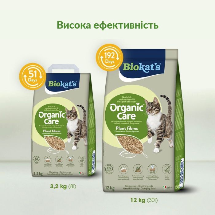 Наповнювач для туалету Biokat's Organic Care рослинний 8 л/3.2 кг (4002064617428) зображення 8
