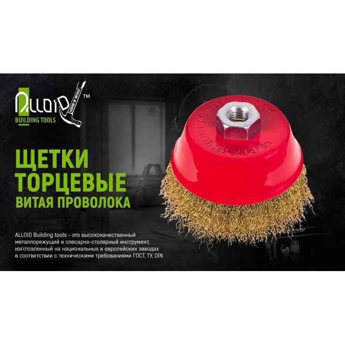 Щетка для электроинструмента Alloid торцевая, крученая проволока, 100мм, М14х2 (WB-10100) изображение 3