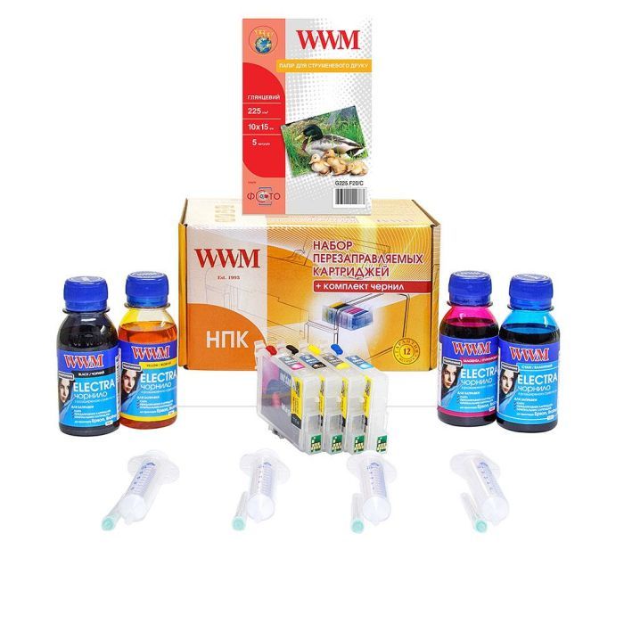 Комплект перезаправляемых картриджей WWM Epson C67/87/CX3700/4100/4700 (RC.T063)