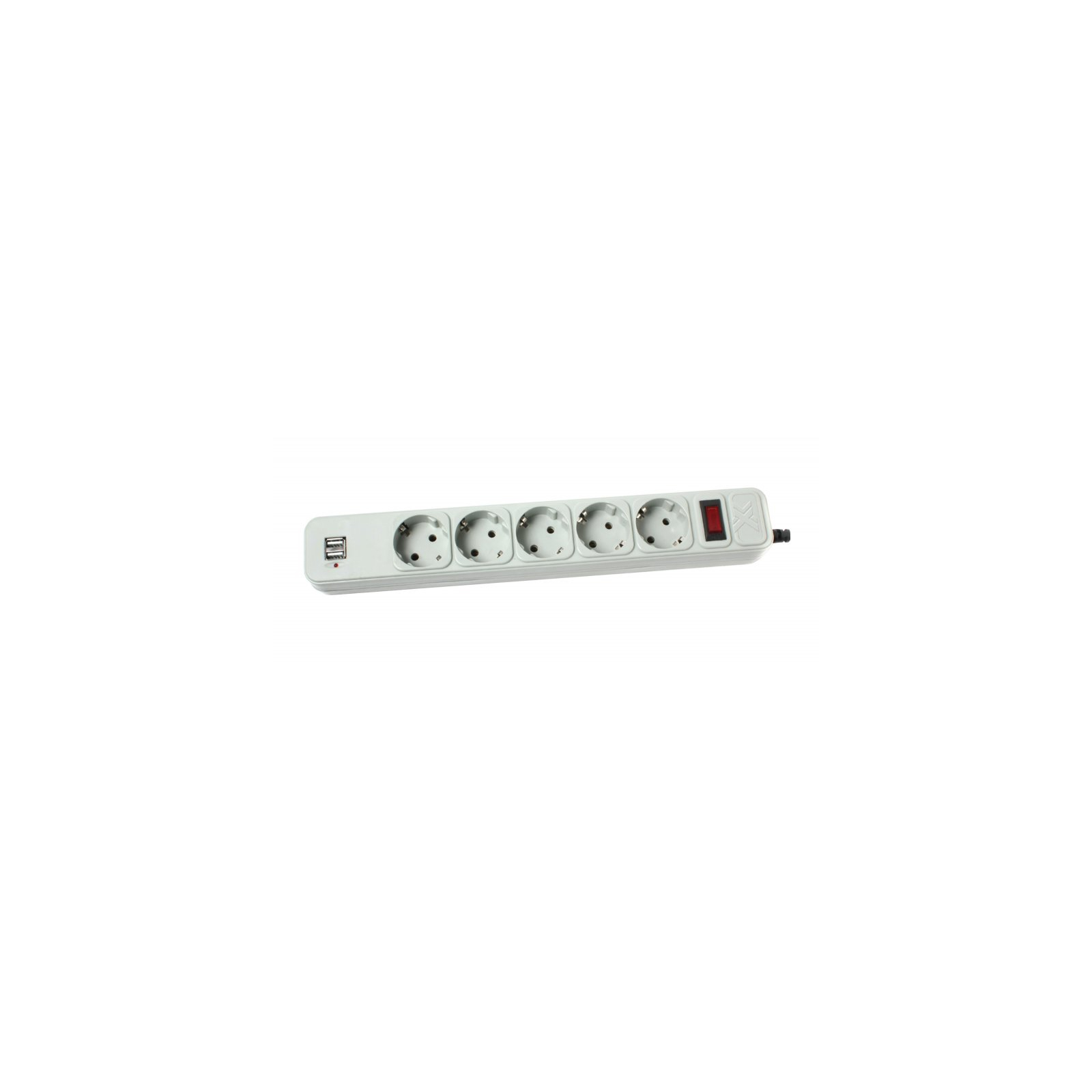Сетевой фильтр питания Maxxtro PWE-05K-5, Grey, 4.5 м кабель, 5 розеток, USB зарядка 2А (PWE-05K-5)