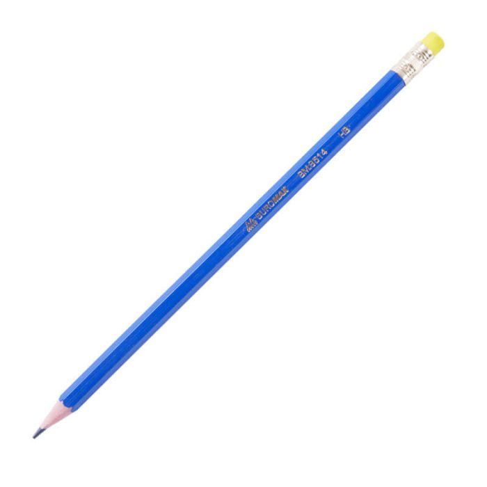 Карандаш графитный Buromax НВ, with eraser, plastic, blue, tube (BM.8514)