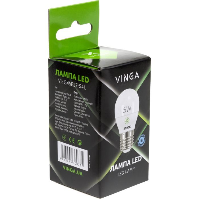 Лампочка Vinga VL-G45E27-54L зображення 2