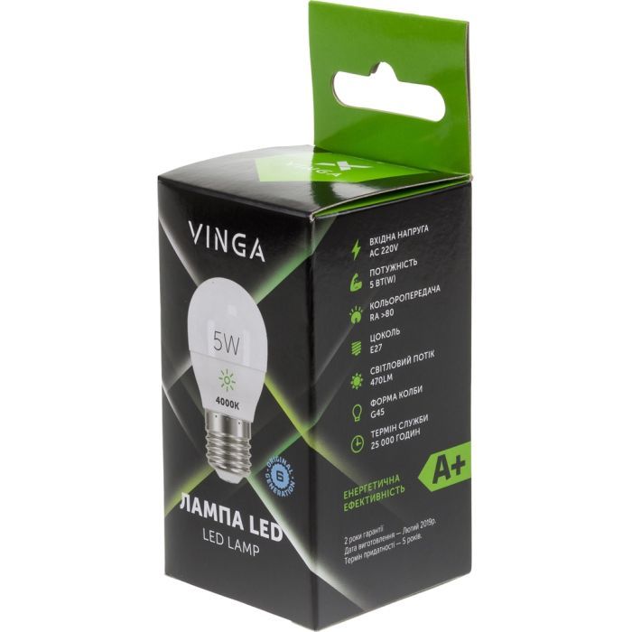 Лампочка Vinga VL-G45E27-54L зображення 4