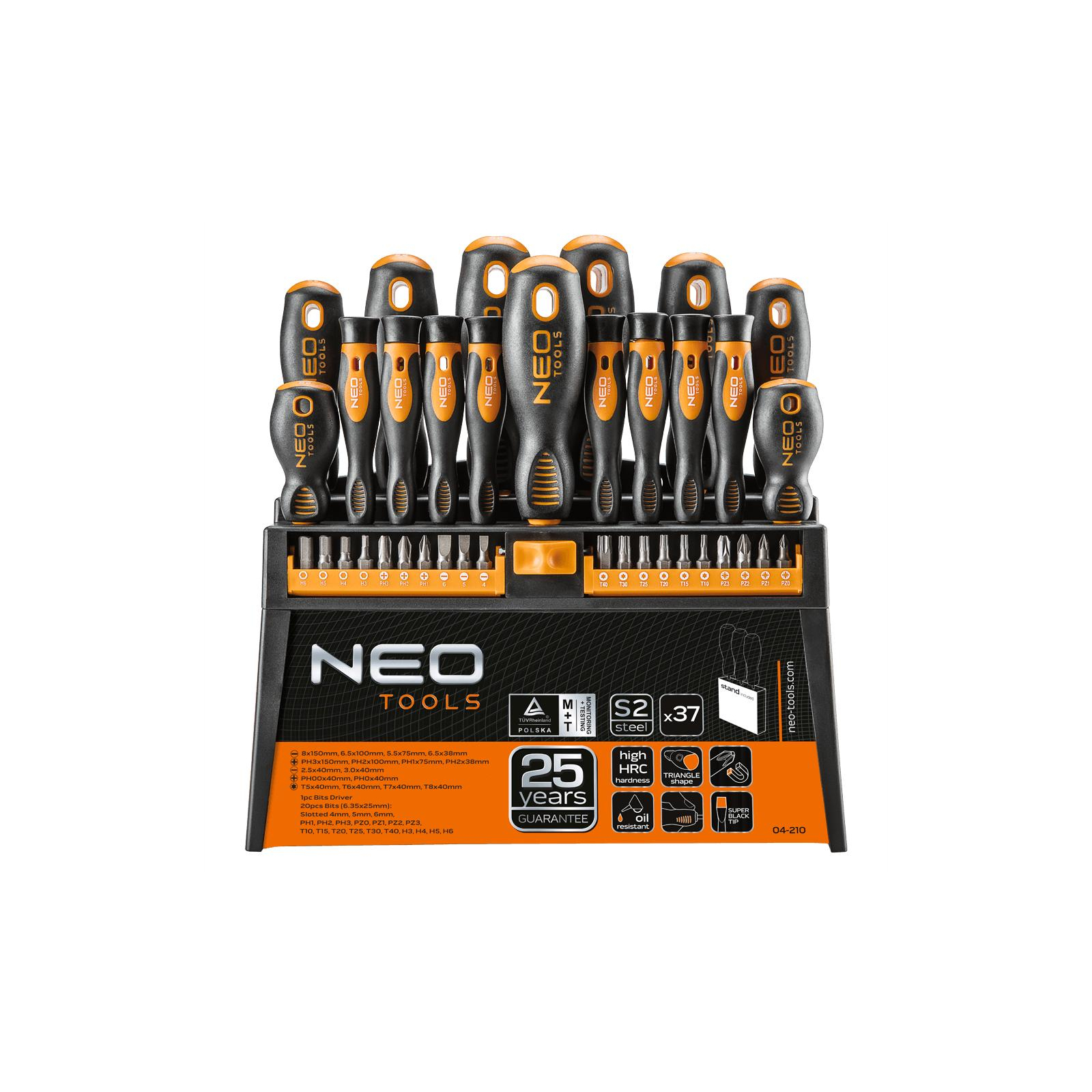 Набір інструментів Neo Tools викруток та насадок 37 шт. (04-210)