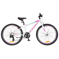 Велосипед Leon 24" JUNIOR 2018 AM 14G Vbr рама-12,5" Al бело-малиновый (OPS-LN-24-017)