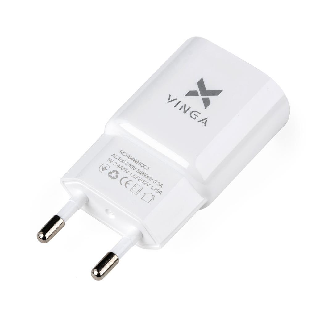 Зарядное устройство Vinga QC3.0 Quick Wall Charger 1xUSB (VRCH04WHQC3) изображение 2