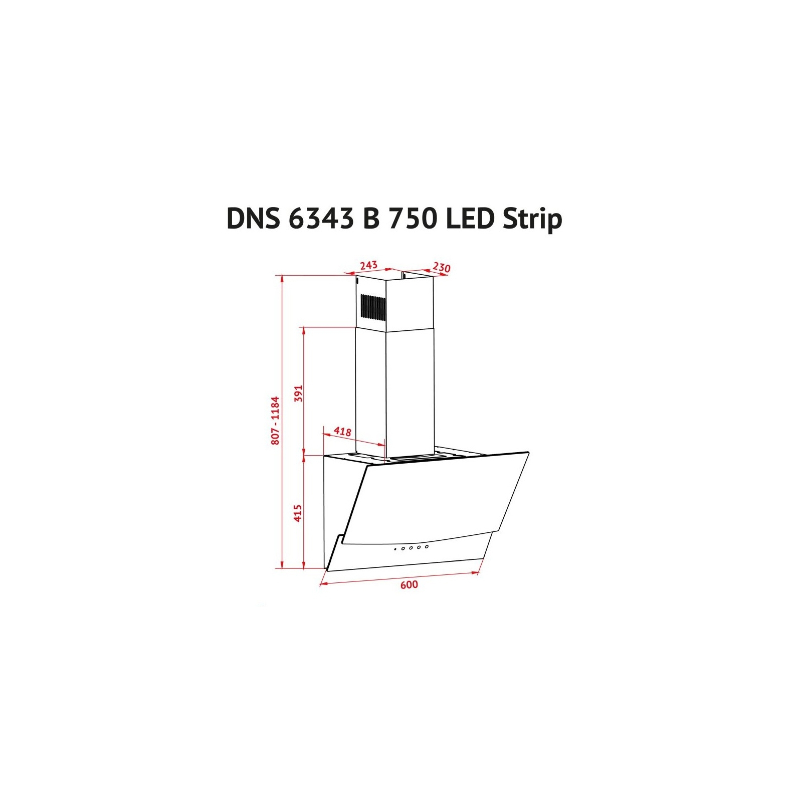 Витяжка кухонна Perfelli DNS 6343 B 750 WH LED Strip зображення 8