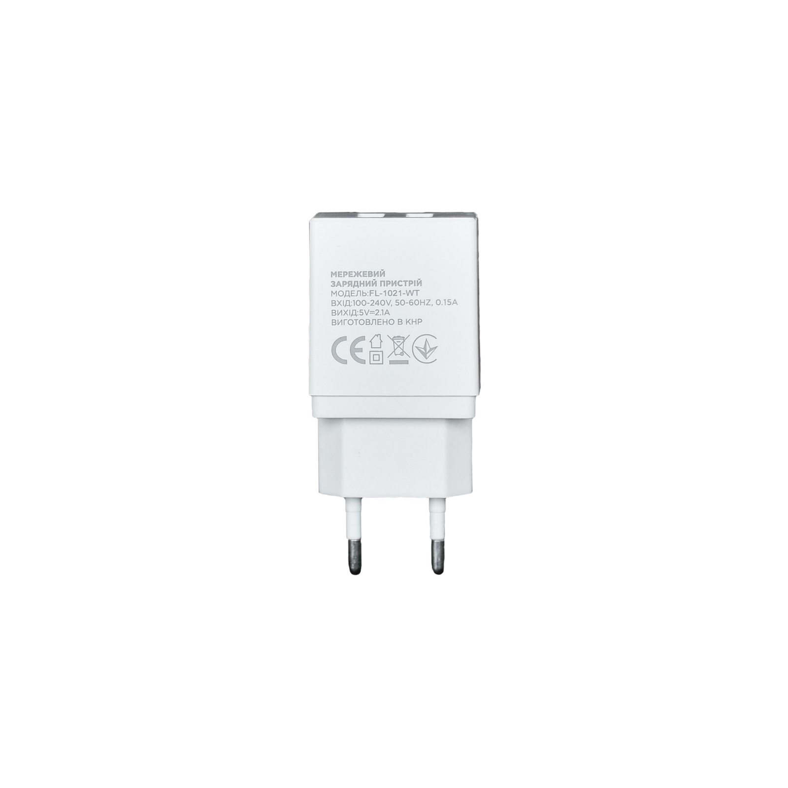 Зарядное устройство Florence 2USB 2A + Type-C cable white (FL-1021-WT) изображение 2