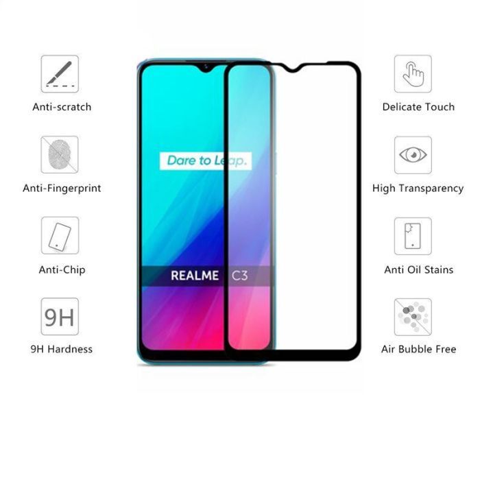 Скло захисне Drobak Realme C3 Full Cover Full Glue (Black) (222224) (222224) зображення 2