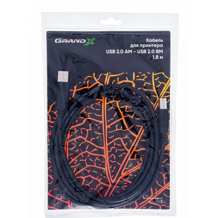 Кабель для принтера USB 2.0 AM/BM 1.8m Grand-X (PR-18) зображення 3
