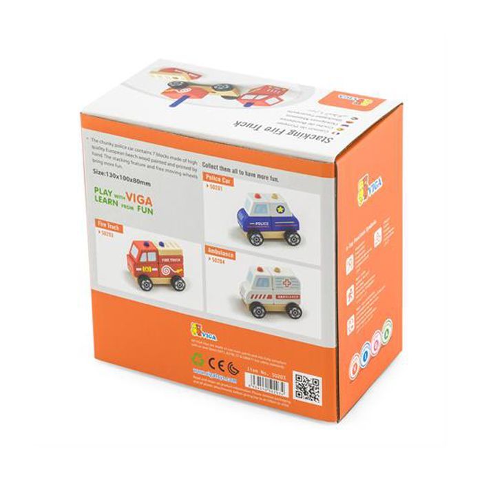 Розвиваюча іграшка Viga Toys пірамідка Пожежна машинка (50203FSC) зображення 4