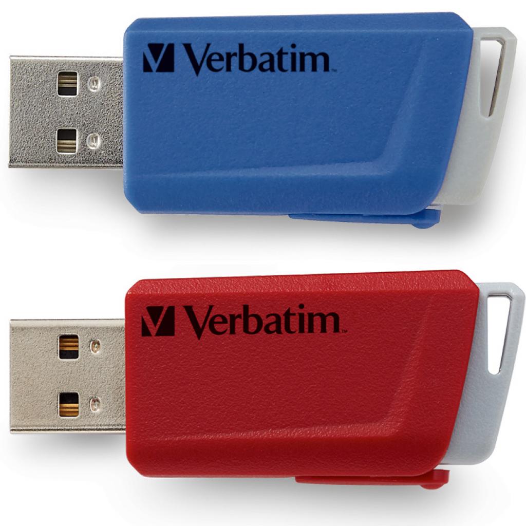 USB флеш накопитель Verbatim 2x32GB Store 'n' Click Red/Blue USB 3.2 (49308)