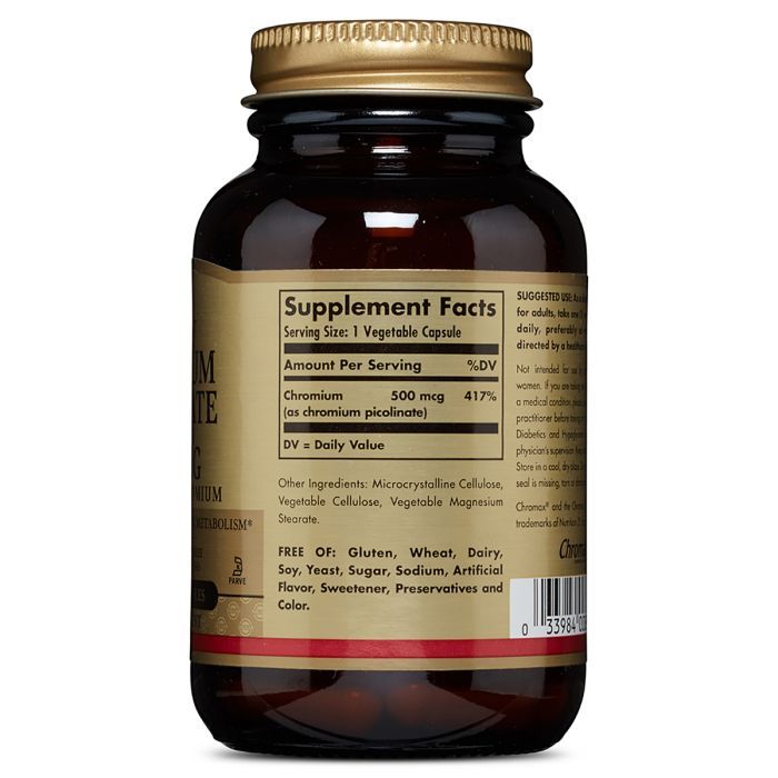 Мінерали Solgar Хром Пиколинат, Chromium Picolinate, 500 мкг, 60 капсул (SOL00871) зображення 2