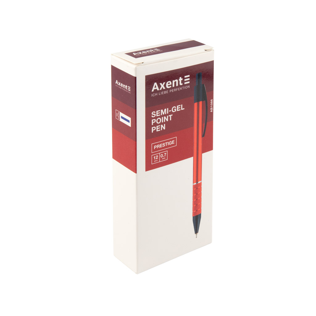 Ручка масляная Axent Prestige автоматическая метал. корпус красный, Синяя 0.7 мм (AB1086-06-02) изображение 2