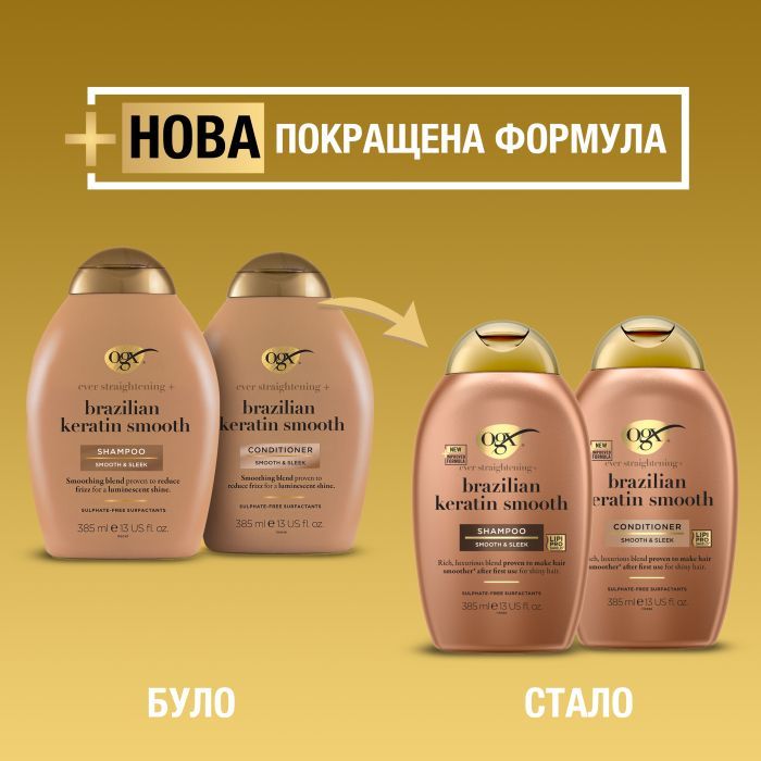 Шампунь OGX Brazilian Keratin Smooth для укрепления волос 385 мл (0022796976017) изображение 5