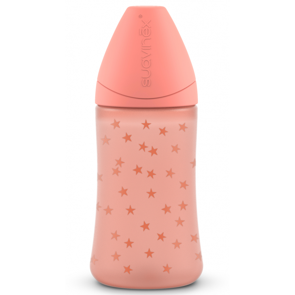 Пляшечка для годування Suavinex Basics 270 мл, 2шт. 3-позиційна соска, рожева (307608/2)