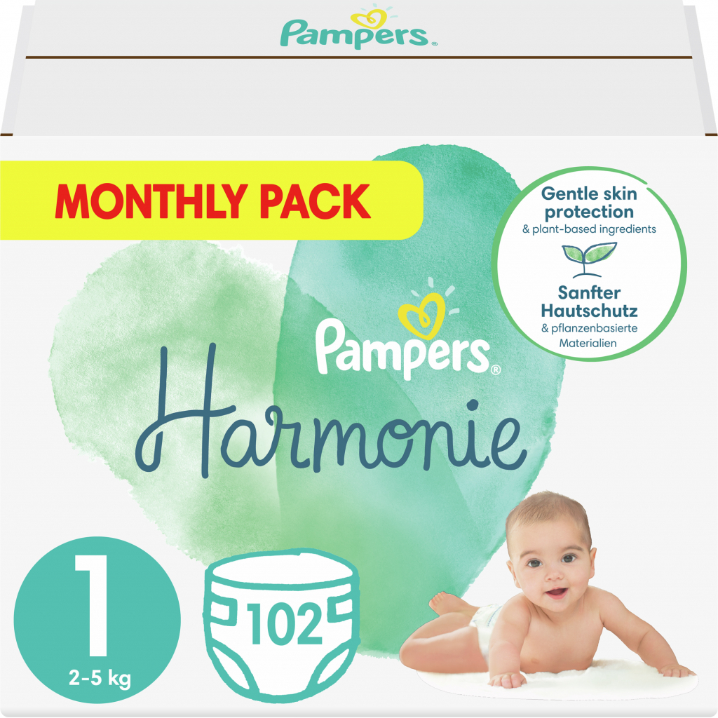 Подгузники Pampers Harmonie Newborn Размер 1 (2-5 кг) 102 шт (8006540156353)