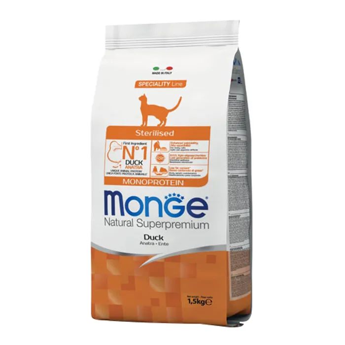 Сухой корм для кошек Monge Cat Sterilised с уткой 1.5 кг (8009470011952)