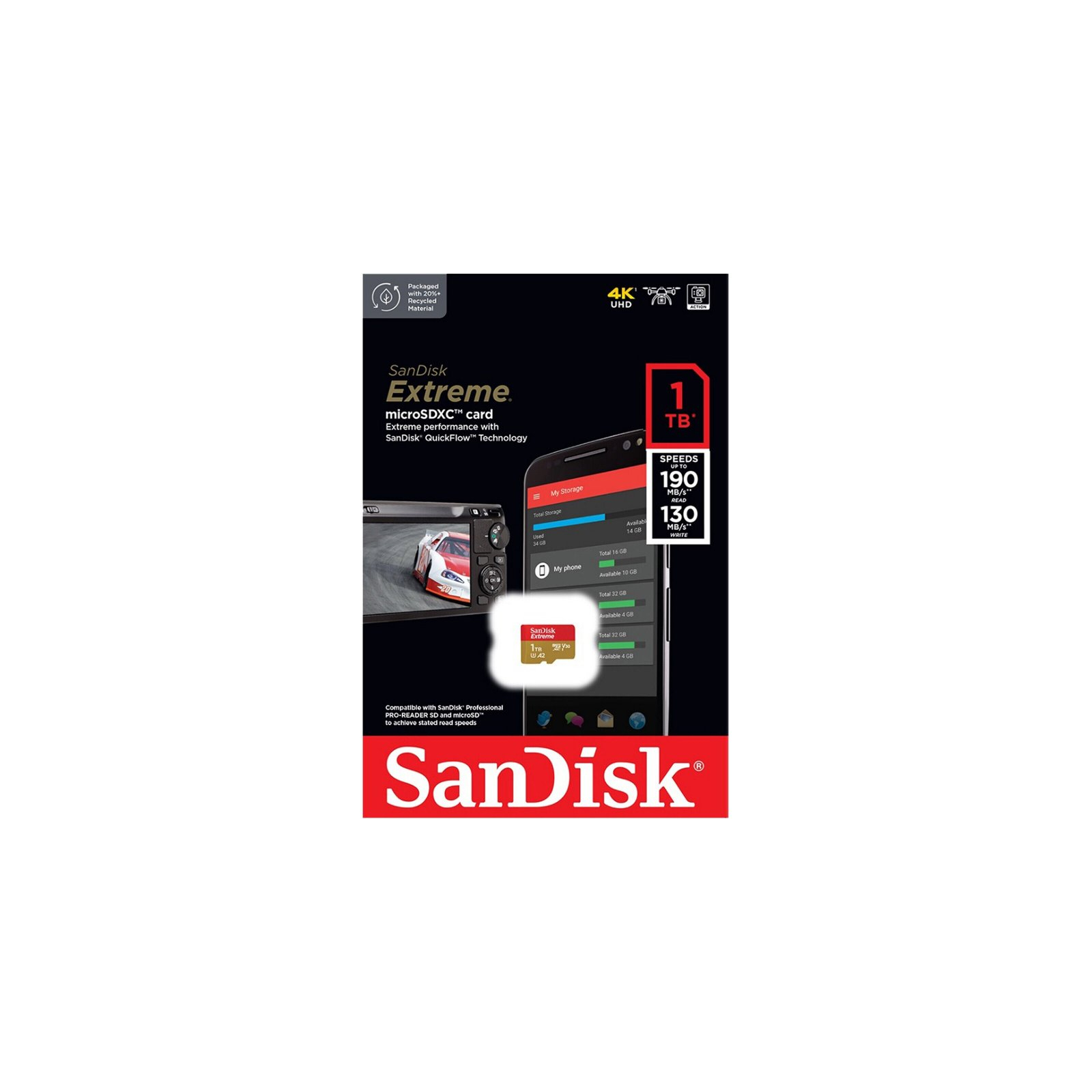 Карта пам'яті SanDisk 1 TB microSDXC UHS-I U3 V30 A2 Extreme (SDSQXAV-1T00-GN6MN) зображення 2
