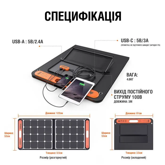 Портативна сонячна панель Jackery SOLARSAGA 100W (21-0002-000059) зображення 2