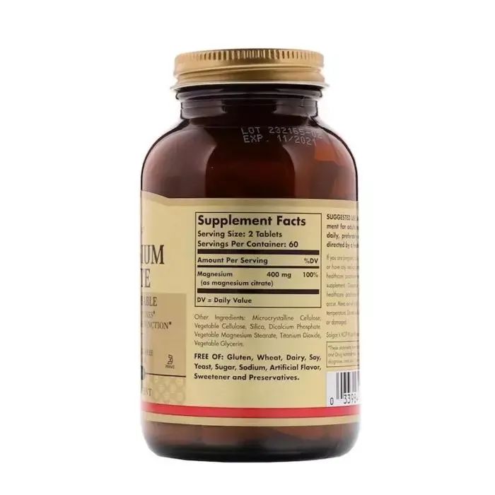Минералы Solgar Цитрат Магния, Magnesium Citrate, Solgar 120 таблеток (SOL-59205) изображение 2
