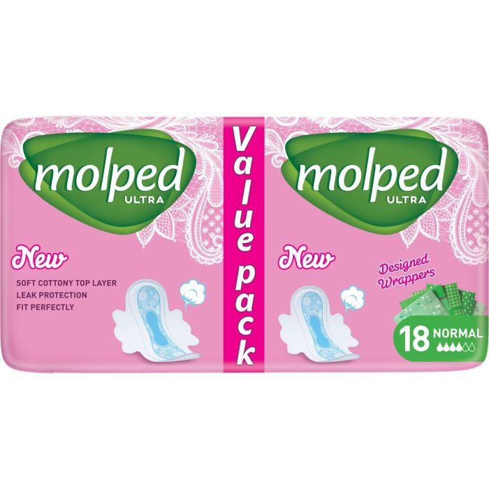 Гигиенические прокладки Molped Ultra Normal 4 капли 18 шт. (8690536825165)