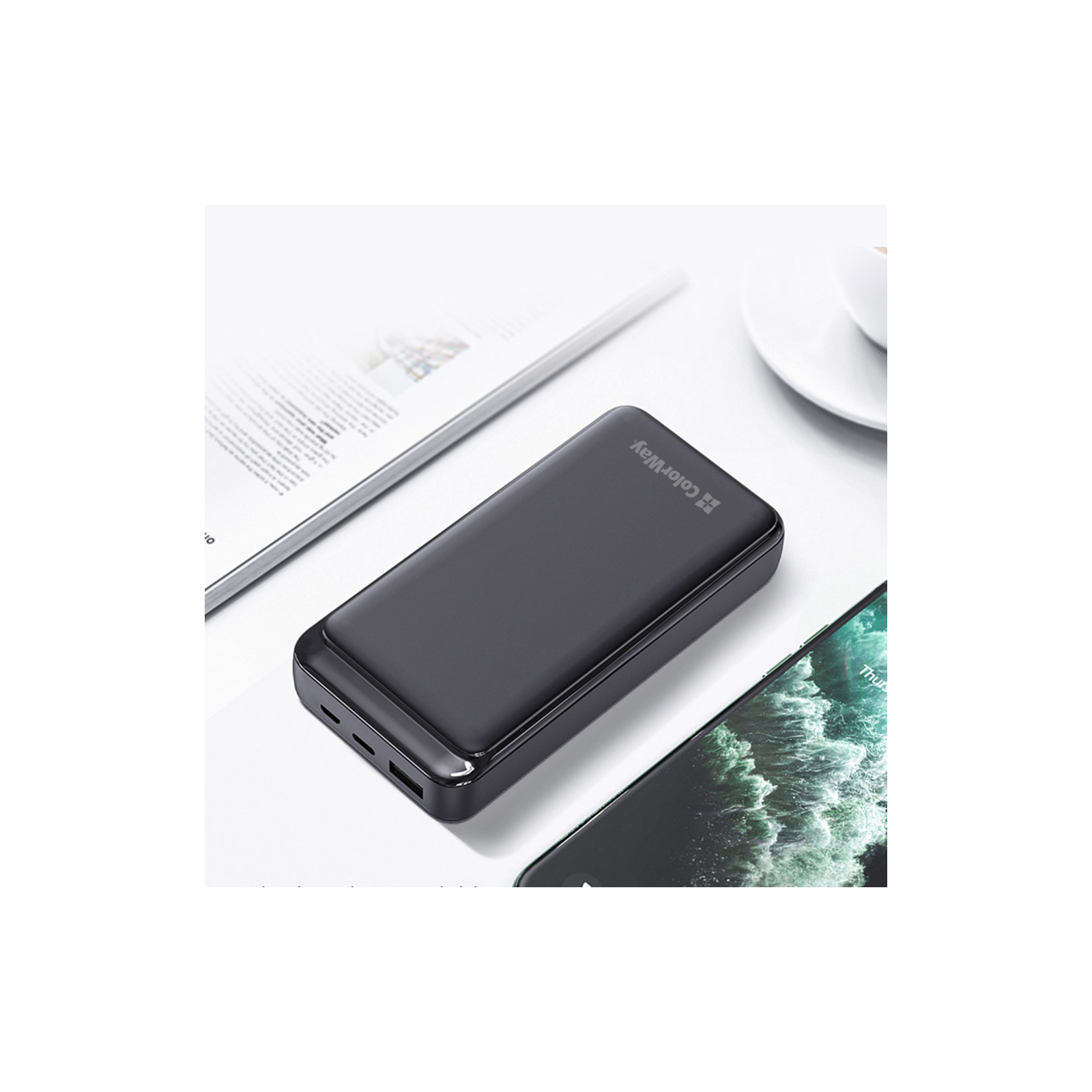 Батарея універсальна ColorWay 20 000 mAh Slim PD/20W, QC/3.0 USB-C/Micro-USB/USB-A White (CW-PB200LPG3WT-PD) зображення 9