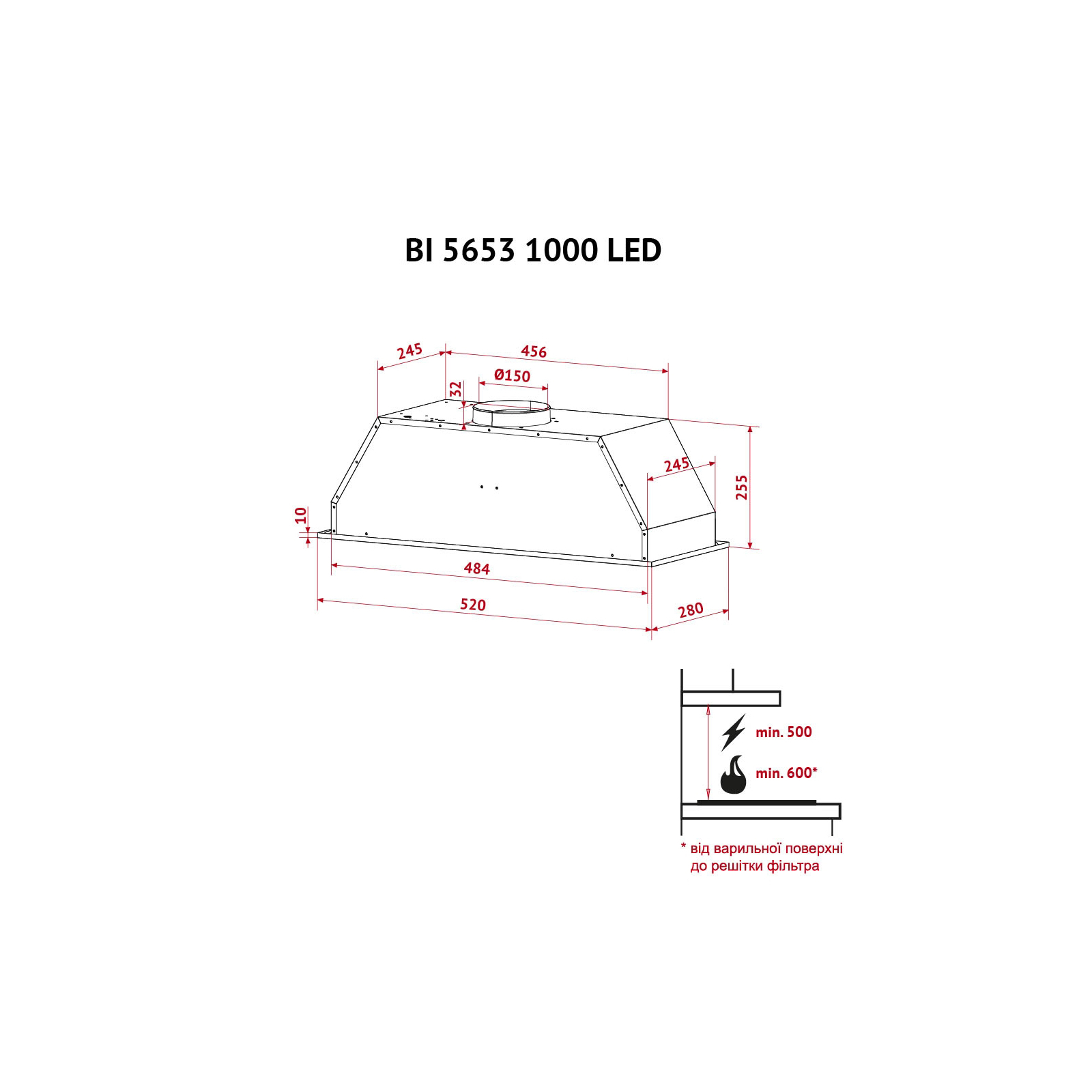 Вытяжка кухонная Perfelli BI 5653 I 1000 LED изображение 12