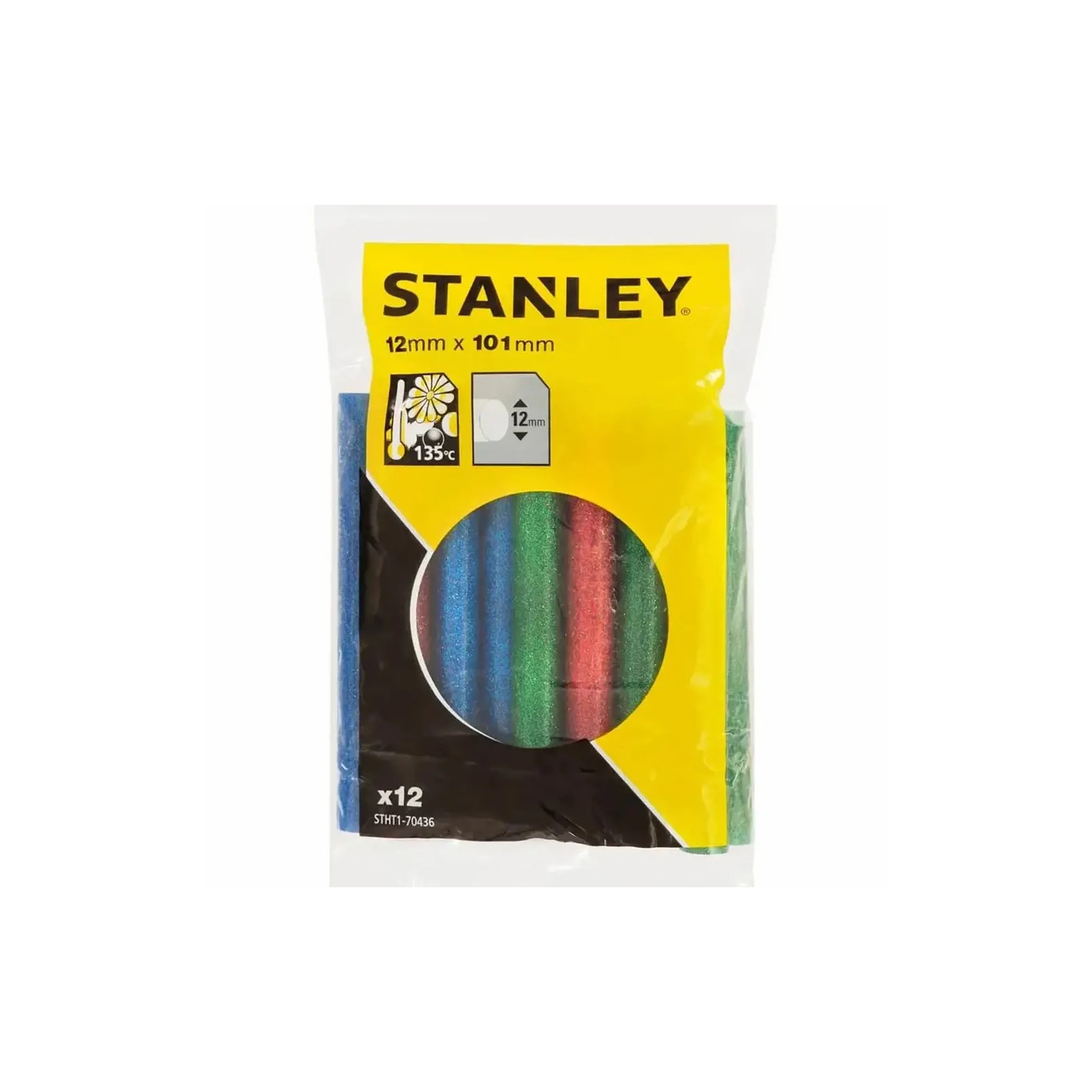 Клеевые стержни Stanley d=11,3 мм, L= 100 мм, низкотемпературный, три цвета, 12 шт (STHT1-70436) изображение 2