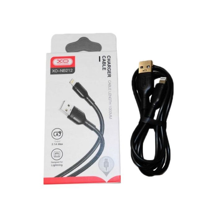 Дата кабель USB 2.0 AM to Lightning 1.0m NB212 2.1A Black XO (XO-NB212i-BK) изображение 2