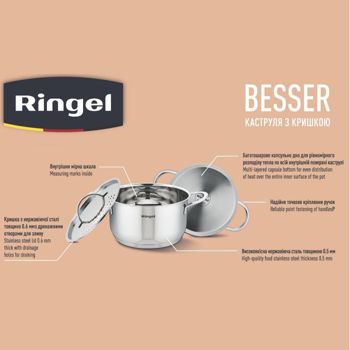 Кастрюля Ringel Besser з кришкою 5,5 л (RG-2021-24) изображение 8