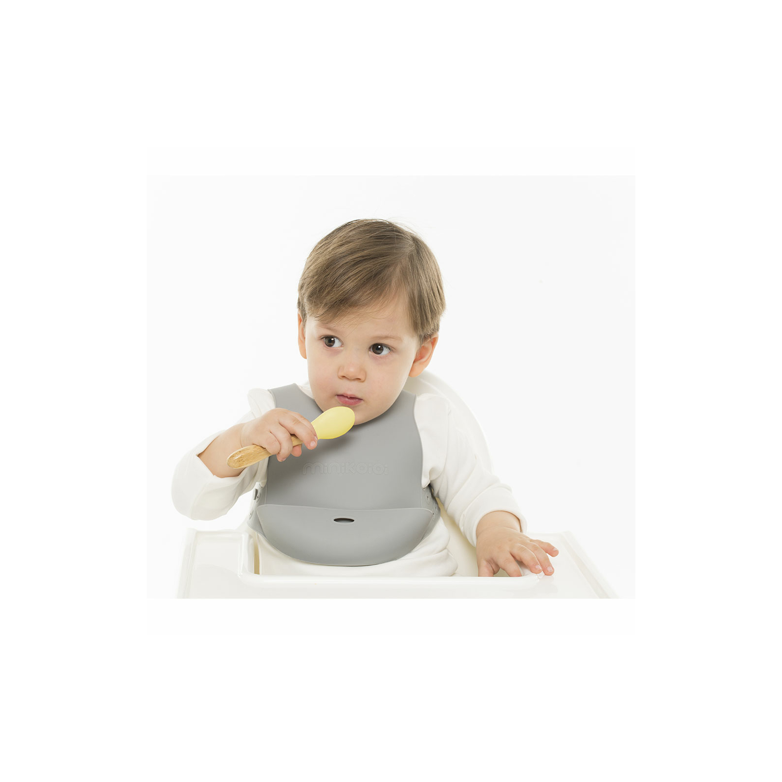 Набір дитячого посуду MinikOiOi Scooper - Powder Grey ложка силіконова (101140004) зображення 5