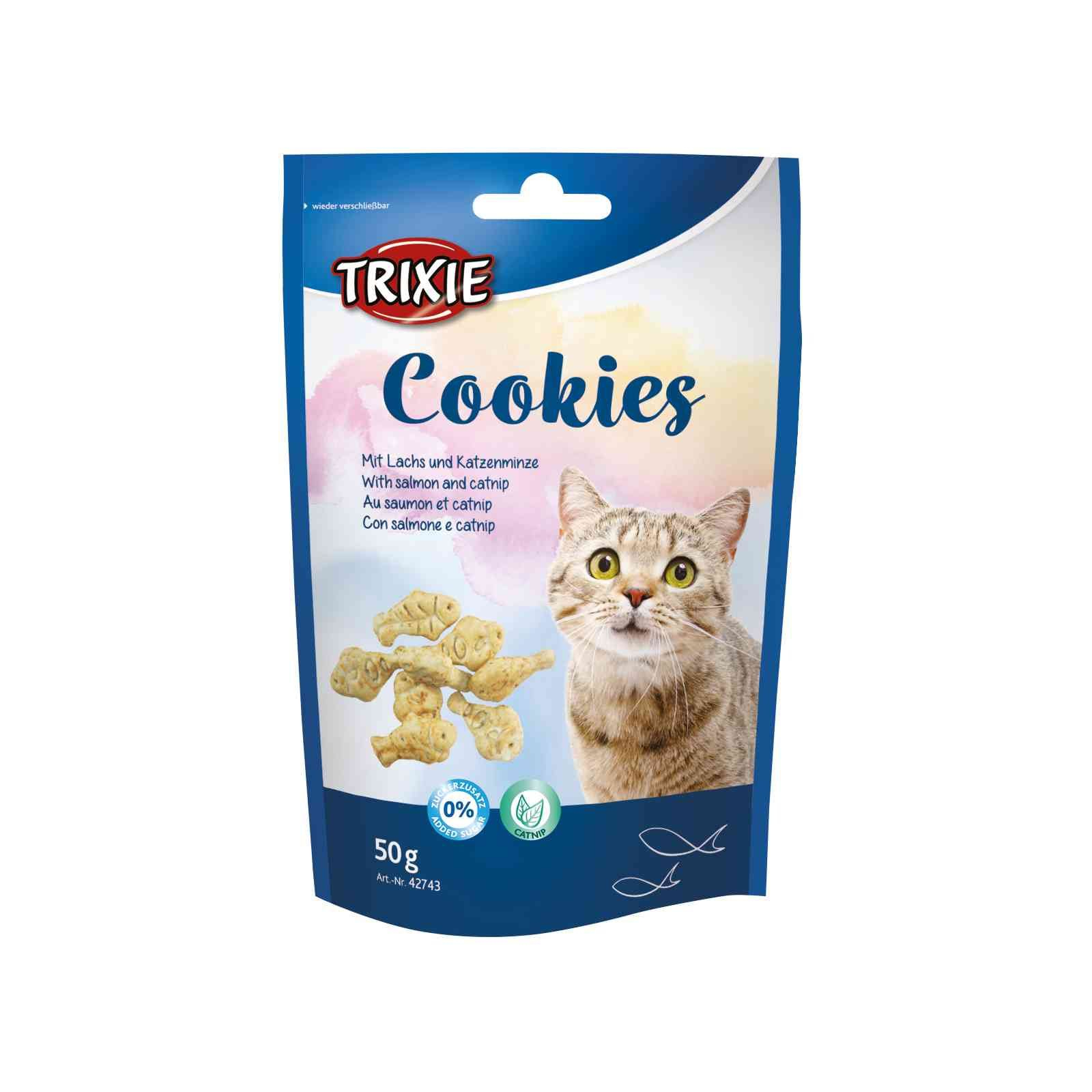 Лакомство для котов Trixie Cookies с лососем и кошачьей мятой 50 г (4011905427430)