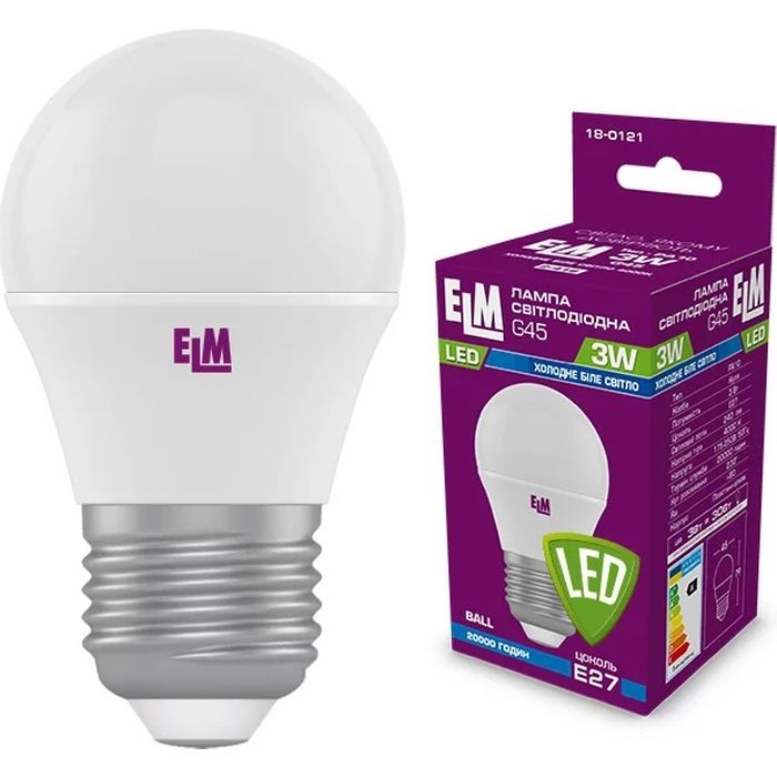 Лампочка ELM D45 3W PA10 E27 4000 (18-0121.)