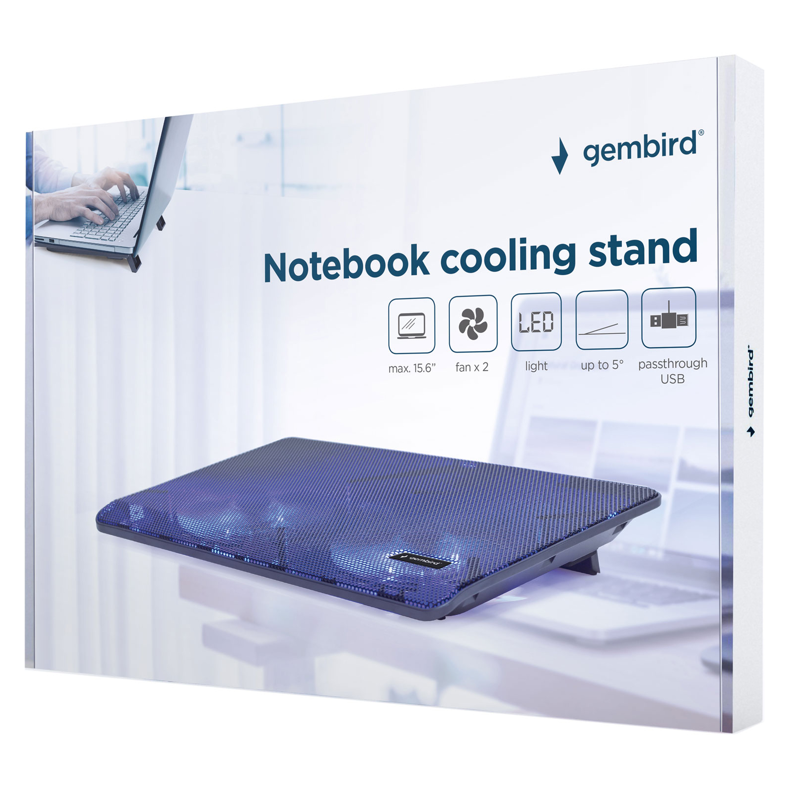 Подставка для ноутбука Gembird до 15.6", 2x125мм вентиляторы, черный (NBS-2F15-05) изображение 6