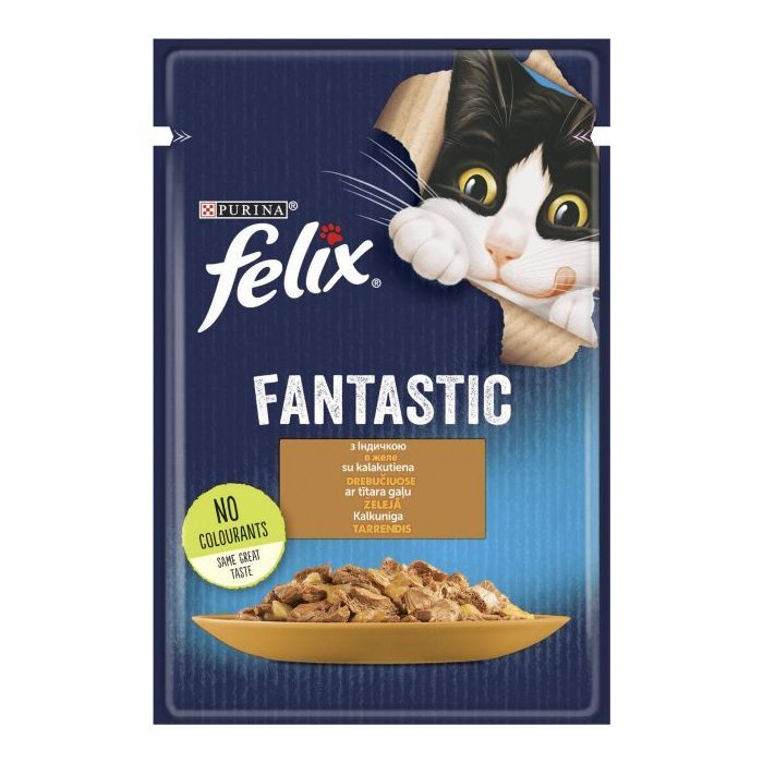 Влажный корм для кошек Purina Felix Fantastic с индейкой в желе 85 г (7613039832516)