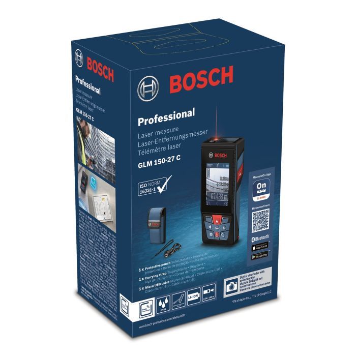 Дальномер Bosch GLM 150-27 C, 0.08-100м, ±1.5мм, 0-360°, Bluetooth, чехол, 0.21кг (0.601.072.Z00) изображение 9