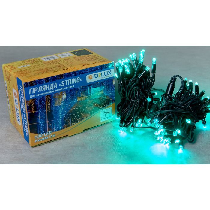 Гірлянда Delux String 100LED IP44 EN 10 м Зелений/чорний (90016599)
