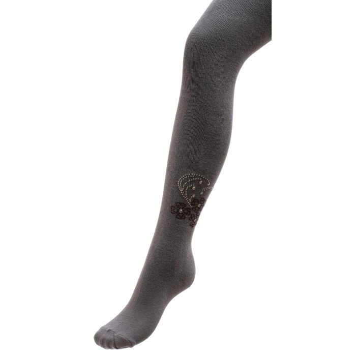 Колготки детские BNM с цветочками из страз (M0C0302-1183-7G-gray)
